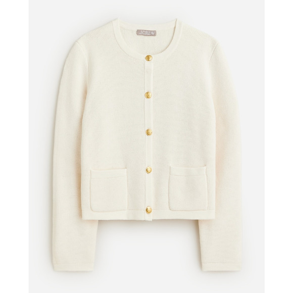 NWT J.Crew Emelie Lady Sweater Jacket 2X White Button Cardigan BQ197 J.Crew - Picture 3 of 4
